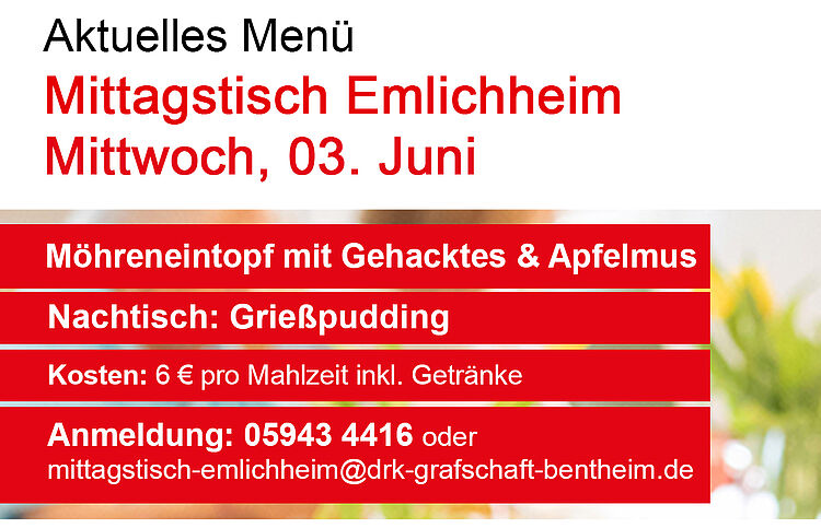 DRK Mittagstisch Emlichheim - Aktuelles Menü