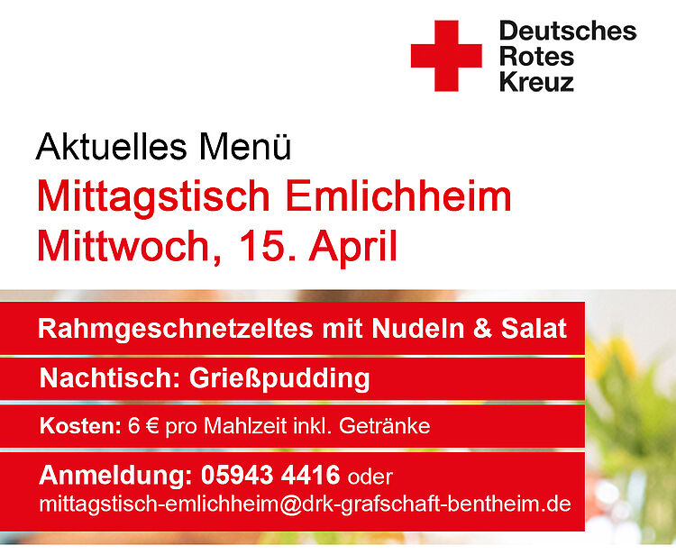 DRK Mittagstisch Emlichheim - Aktuelles Menü